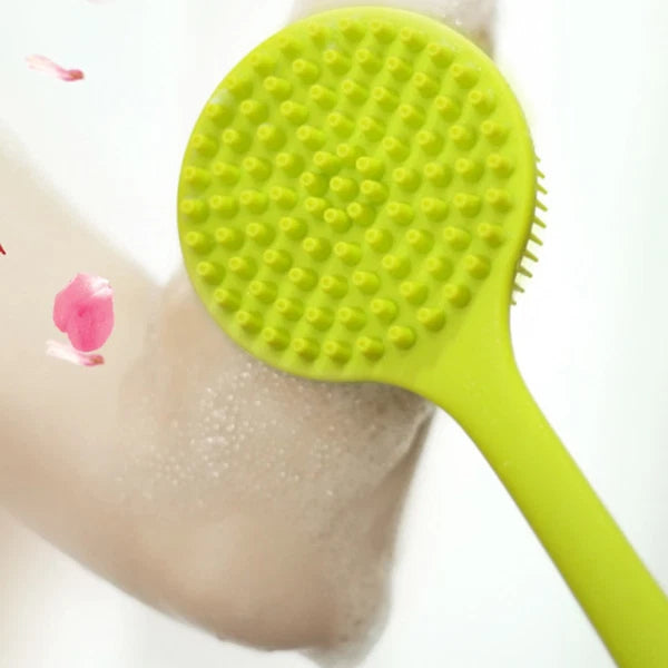 Bath Brush Man Body Exfoliator Scrubber Long Handle Silicone Shower