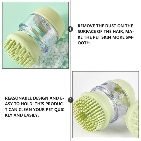 Cat and Dog Silicone Bath Brush Scrubber Shampoo Dispenser for Pet Grooming