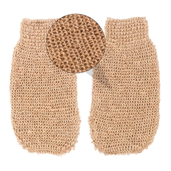 2Pcs Exfoliating Bath Gloves Ramie Jute Spa Scrub for Smooth Skin