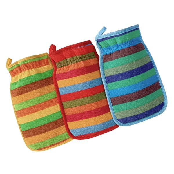 3 Pcs Bath Towel Gloves Back Brush for Shower Men Massage Cleaning