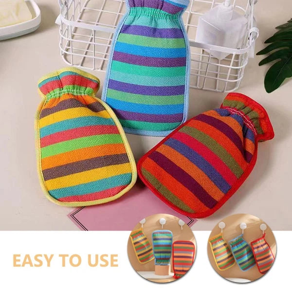 3 Pcs Bath Towel Gloves Back Brush for Shower Men Massage Cleaning