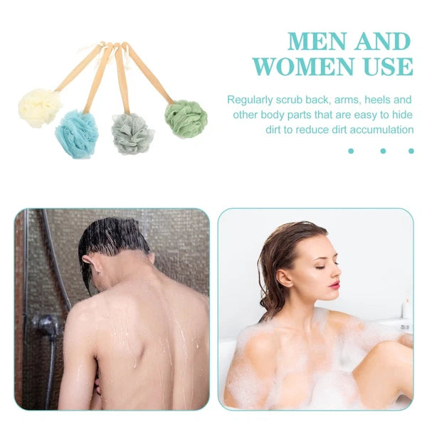 4 Pcs Bath Brush Rubs Back Ball Miss Man Scrubber Shower Long-handled Loofah
