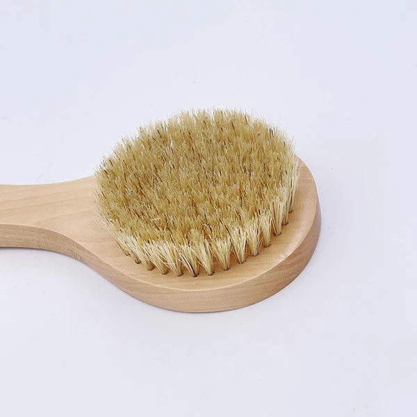 Short Handle Body Brush, Natural Bristles Wooden Bath Brush Shoulder Back Exf...