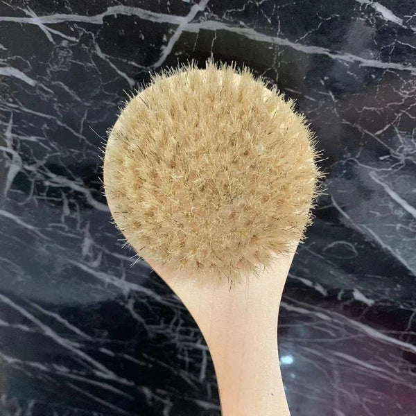 Short Handle Body Brush, Natural Bristles Wooden Bath Brush Shoulder Back Exf...