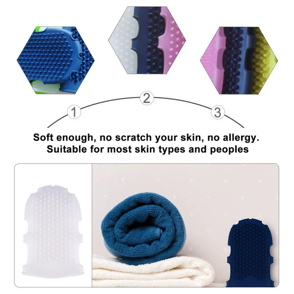2 Pcs Silicone Massage Brush Exfoliating Mitt Body Rubber for Shower