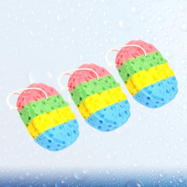 3 Pcs Bath Sponge Bathroom Scrub Brush Four Colors Sponges Seaweed