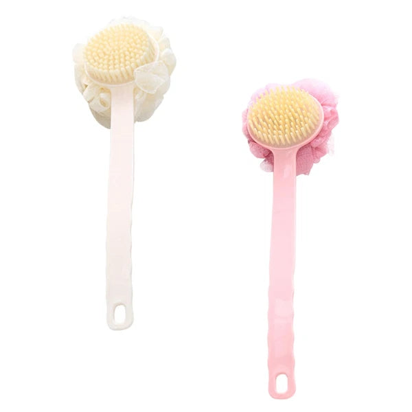 2 Pcs Back Rub Bath Brush Man Miss Body Scrubber Long Handle Brushes