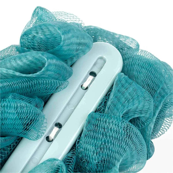 Blue Loofah Back Scrubber, Long Handle Exfoliating Shower Brush for All Skin