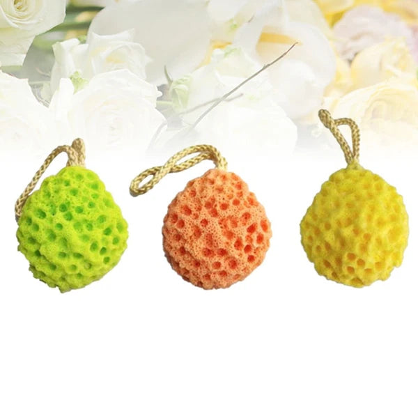3 Pcs Shower Brush Bath Sponge Honeycomb Structure Seaweed Cotton with Rope