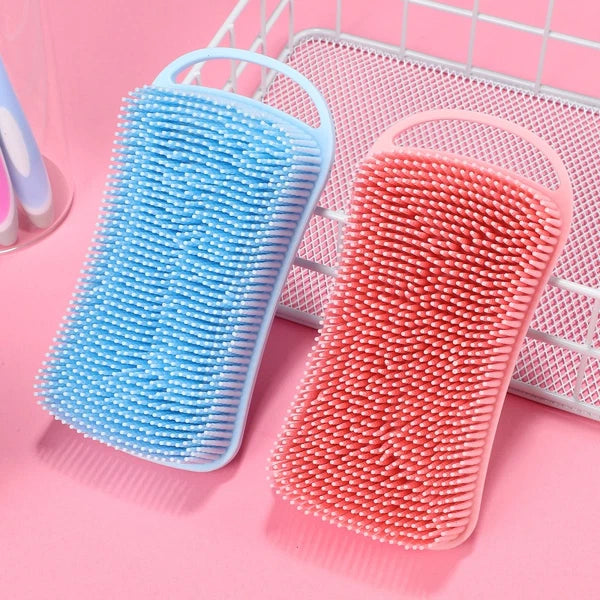 2 Pcs Silicone Shower Brush Man Back Exfoliator Scrubber Men Body Brushes