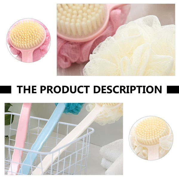 2 Pcs Back Rub Bath Brush Elderly Miss Body Shower Scrubber Exfoliator
