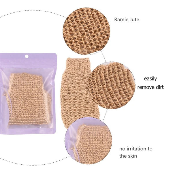 2Pcs Exfoliating Bath Gloves Ramie Jute Spa Scrub for Smooth Skin