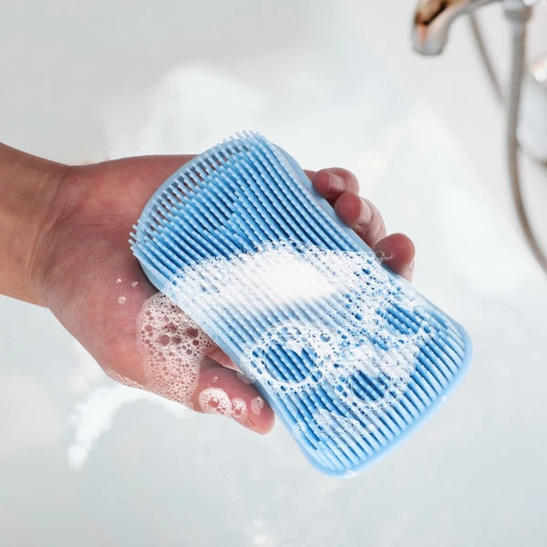 2 Pcs Silicone Shower Brush Man Back Exfoliator Scrubber Men Body Brushes