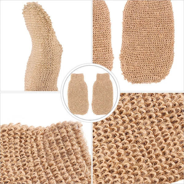 2Pcs Exfoliating Bath Gloves Ramie Jute Spa Scrub for Smooth Skin