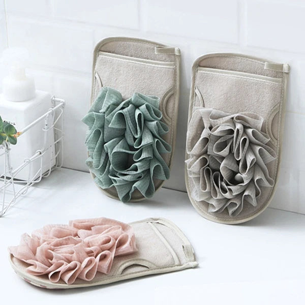 3 Pcs Shower Scrubber Sponge Bath Mitt Dual Side Exfoliating Body Brush