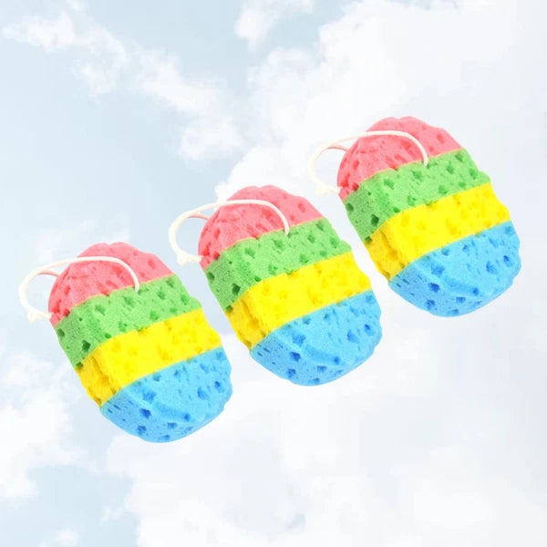 3 Pcs Bath Sponge Bathroom Scrub Brush Four Colors Sponges Seaweed