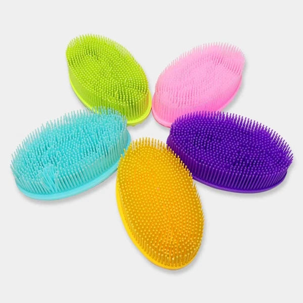 2 Pieces Bath Brush Body Scrubber Silicone Exfoliator Baby Bathing