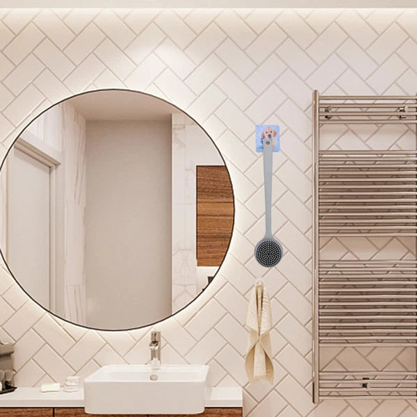 Silicone Bath Brush Man Back Washer Shower Scrubber with Long Handle