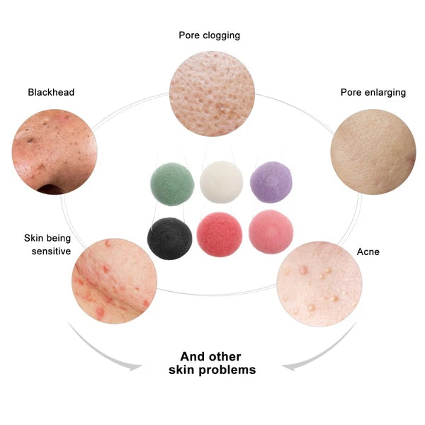 6PCS dry wet face puff Reusable Body Sponge Facial Cleansing