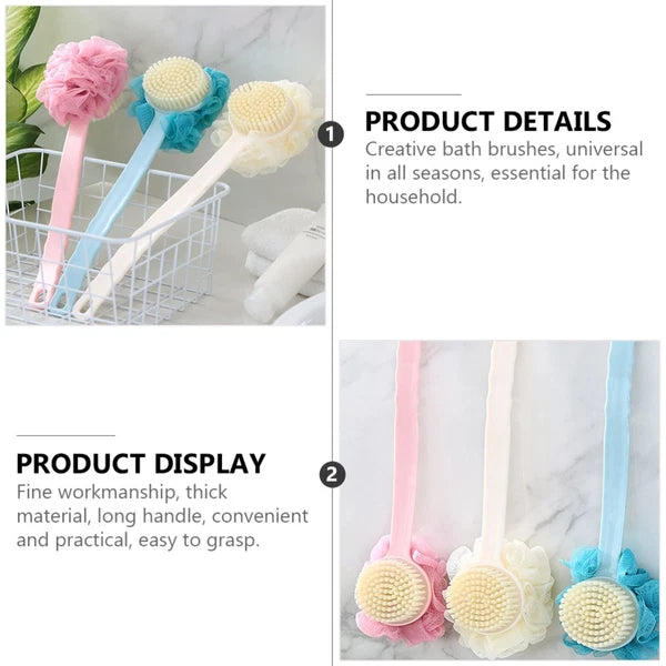 2 Pcs Back Rub Bath Brush Man Miss Body Scrubber Long Handle Brushes