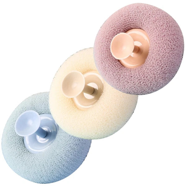 3 Pcs Bath Brush Miss Body Scrubbers Shower Puff with Suction Cup