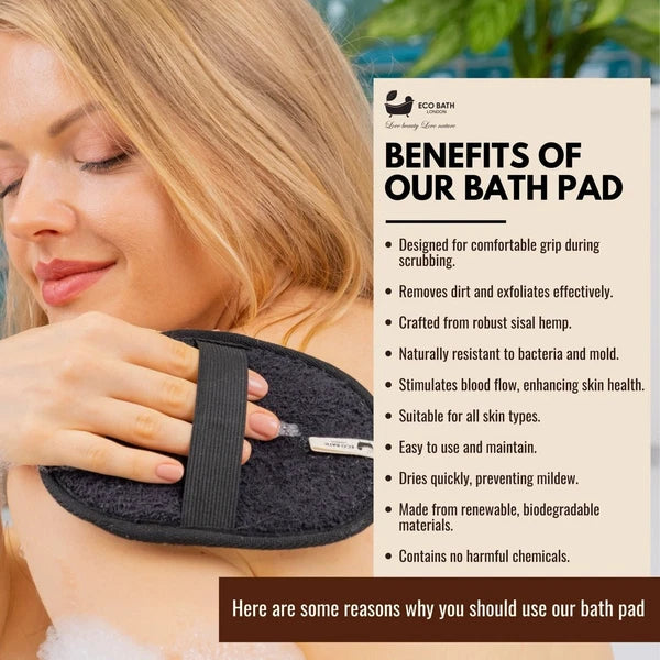 Natural Sisal Hemp Bath Pad Black