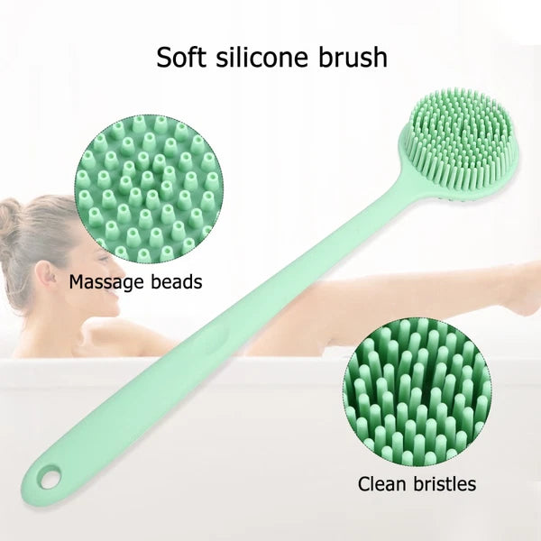 Bath Brush Exfoliating Back Scrubber with Handles for Silicone Shower