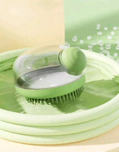 1PC Grey Pet Grooming Bath Massage Brush With Soap And Shampoo Dispenser  Sponge