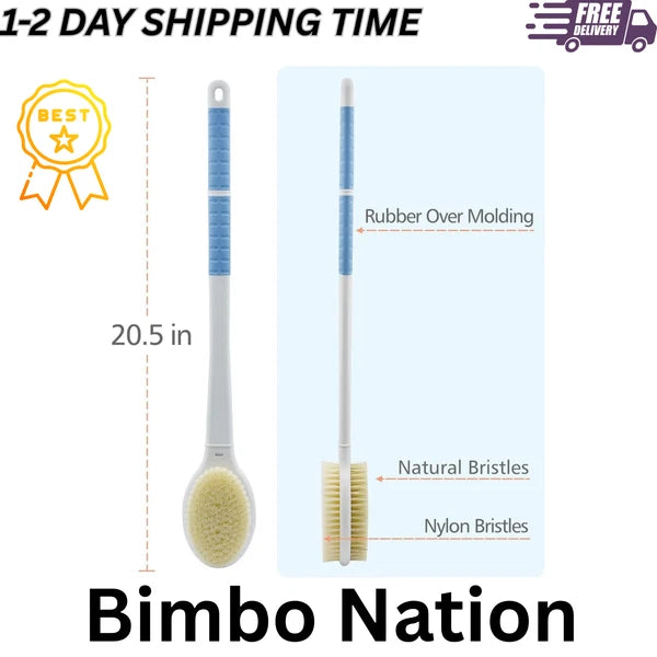 Shower Brush with Soft and Stiff Bristles 20 Extra Long Handle DualSided Back