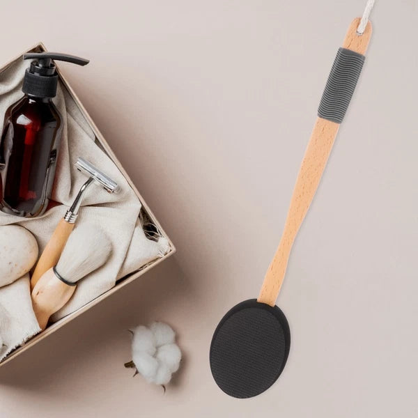 Wooden Handle EVA Bath Brush Scrubber for Shower Cream Applicator