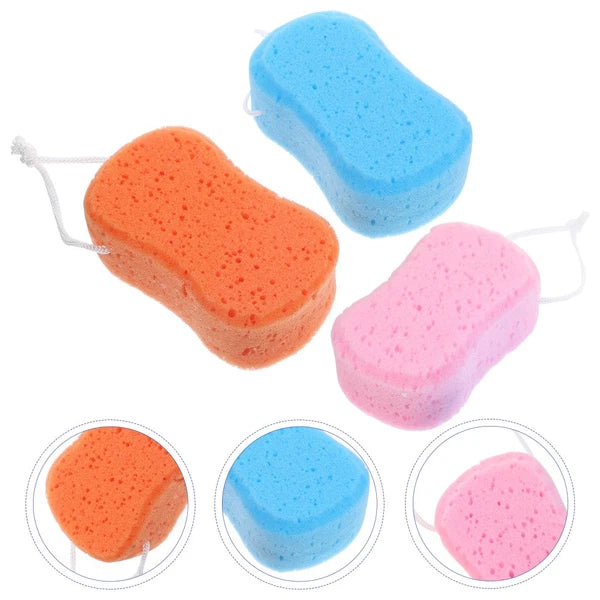 3 Pcs Bathing Cotton Ball Scrubber Body Shower Brush for Baby Sponge