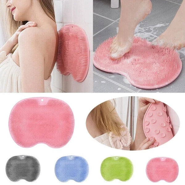 1 Pcs. Silicone Wall Mounted Back Scrubber Bath Massage Cushion (Color May Vary)