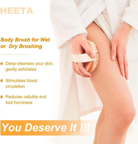 Body Back Bath Brush Shower Scrubber W/ Bristles for Shower Wet Dry Exfoliating