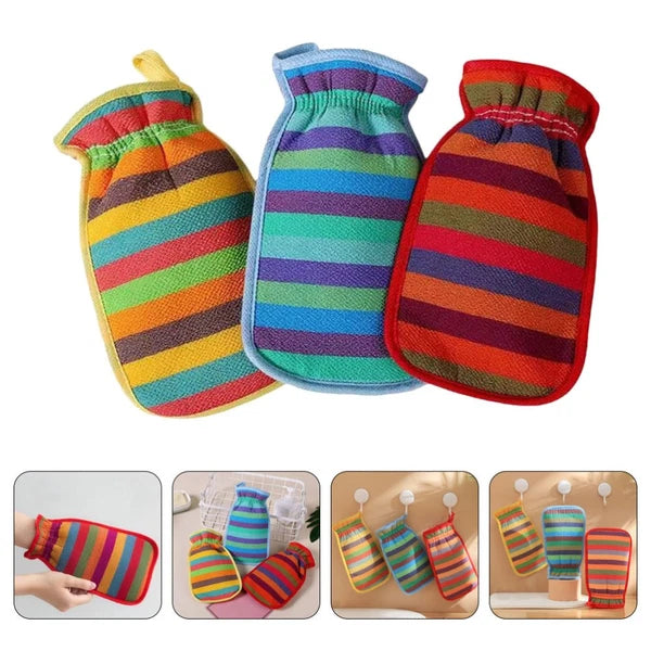 3 Pcs Bath Towel Gloves Back Brush for Shower Men Massage Cleaning