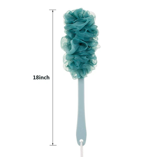 Blue Loofah Back Scrubber, Long Handle Exfoliating Shower Brush for All Skin