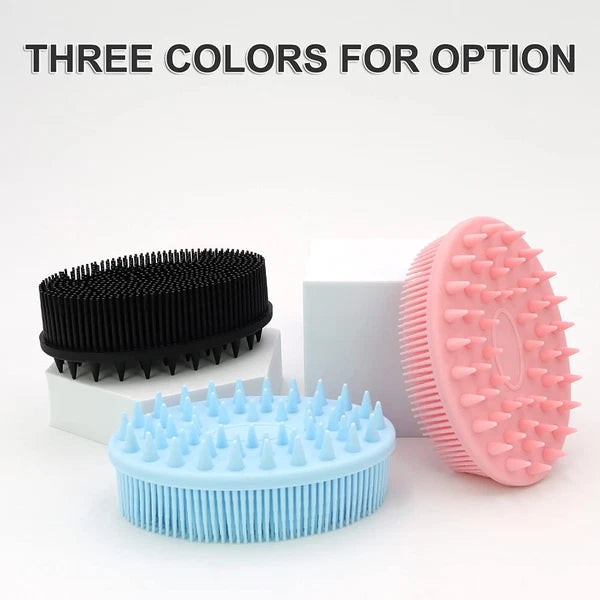 2-in-1 Bath and Shampoo Body Brush Silicone Exfoliating Scrubber Pink