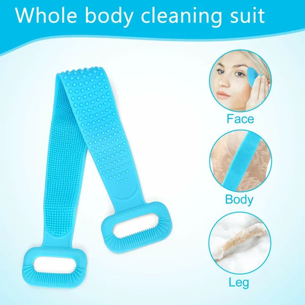 Bath Brush Silicone 76cm Body Back Scrubber for Shower Back Scrubber Set, Blue