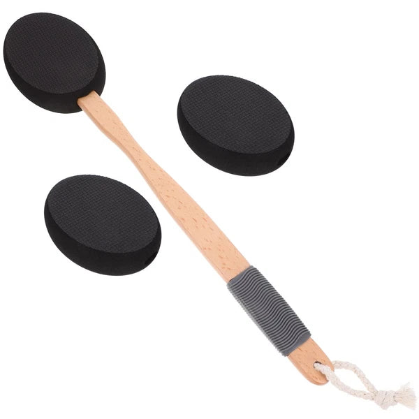 Wooden Handle EVA Bath Brush Scrubber for Shower Cream Applicator