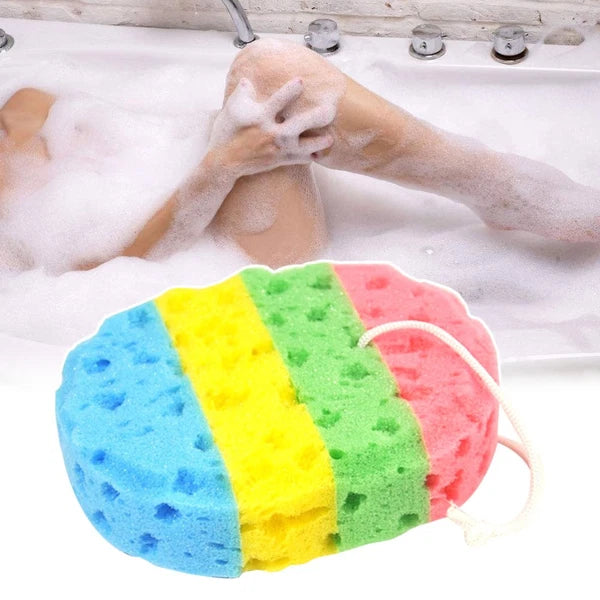 3 Pcs Bath Sponge Bathroom Scrub Brush Four Colors Sponges Seaweed