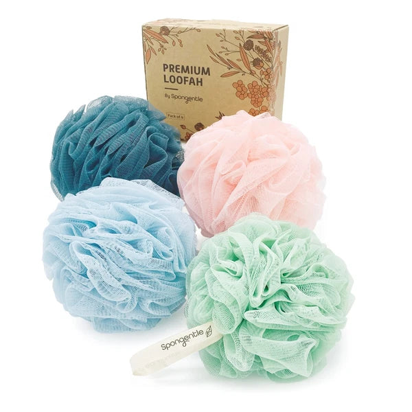 Deep Cleansing Loofah Sponge, Pack of 4, Bath and Shower, Exfoliating Body