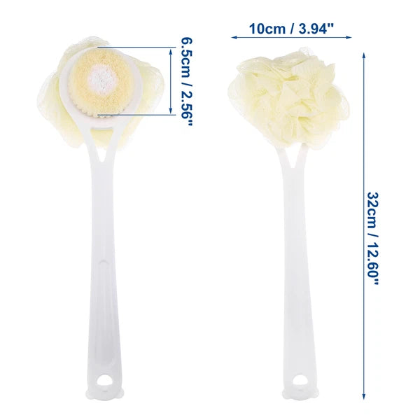 2pcs Bath Brush with Bristles for Back Shower with Long Handle Blue White
