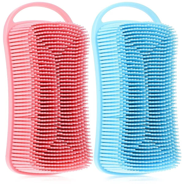 2 Pcs Silicone Shower Brush Man Back Exfoliator Scrubber Men Body Brushes